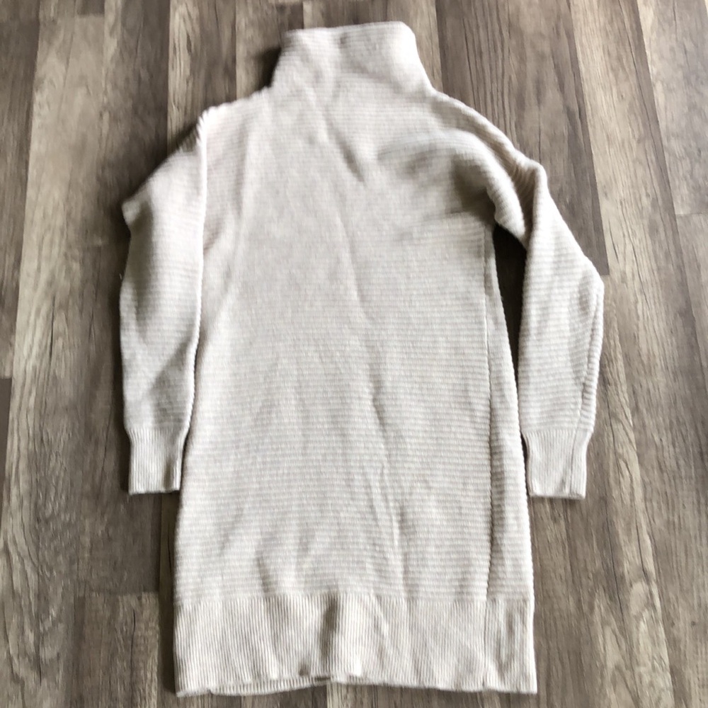 Turtleneck Ribbed Sweater Dress in Light Beige - Picture 7 of 8